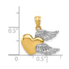 14K and White Rhodium Polished Heart with Wings Pendant