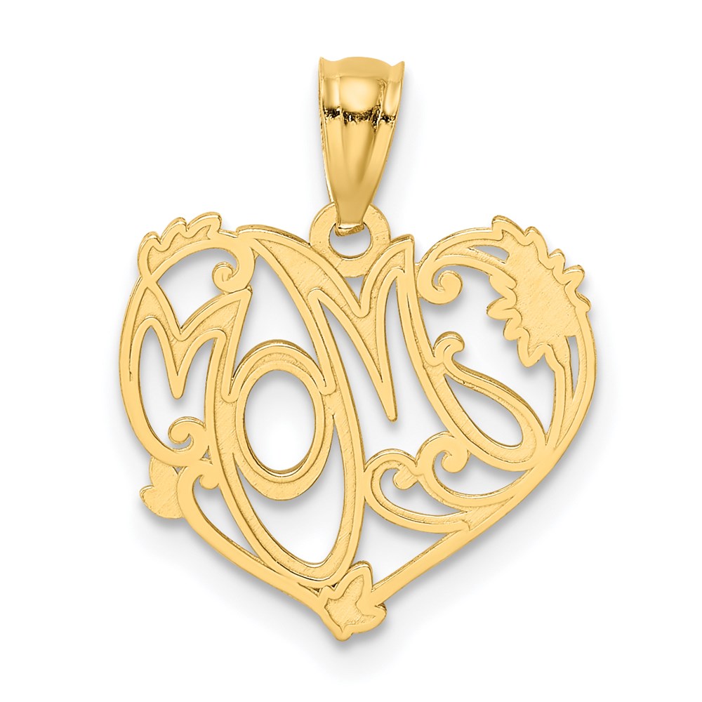 14k and White Rhodium MOM Pendant