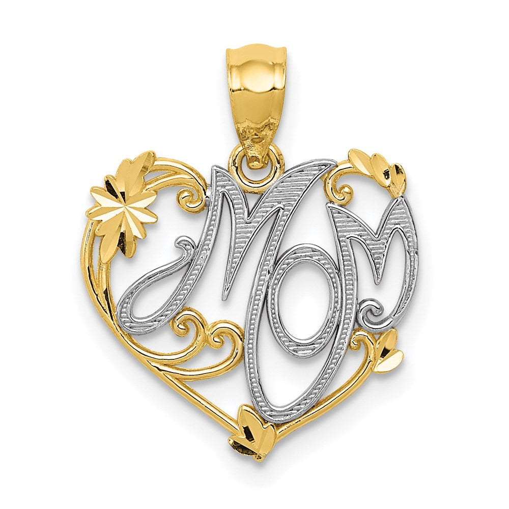 14k and White Rhodium MOM Pendant