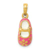14k Pink Enameled 3-D Baby Shoe with Flowers Pendant