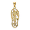 14K Green Enameled Cut-out Flip Flop with Sea Turtles Pendant