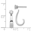 14k White Gold Polished J-Hoop Jackets with 4mm CZ Stud Earrings