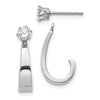 14k White Gold Polished J-Hoop Jackets with 4mm CZ Stud Earrings