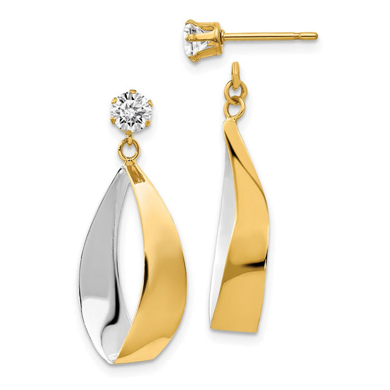 Gold Earring Jackets with CZ Studs