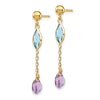 14K Amethyst and Blue Topaz Dangle Post Earrings