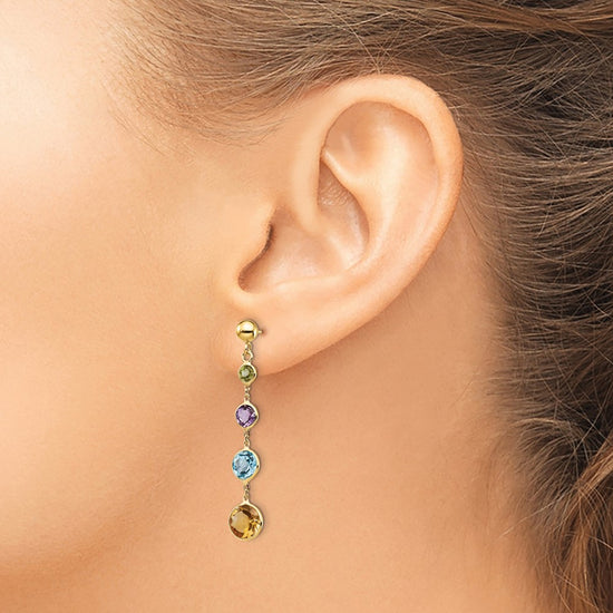14K Peridot/Amethyst/Blue Topaz/Citrine Dangle Post Earrings