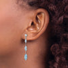 14K White Gold Marquise Blue Topaz Dangle Post Earrings