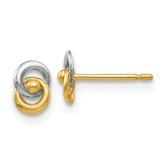 14k and White Rhodium 5mm Intertwined Love Knot Post Earrings