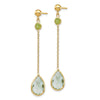 14K Round Peridot/Pear Green Quartz Chain Dangle Post Earrings