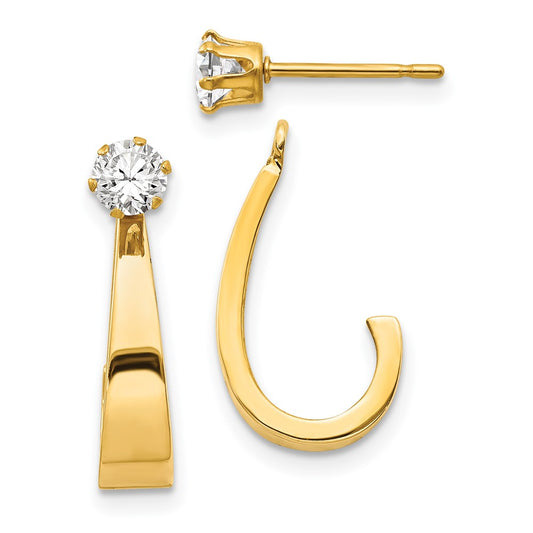 Gold Earring Jackets with CZ Studs