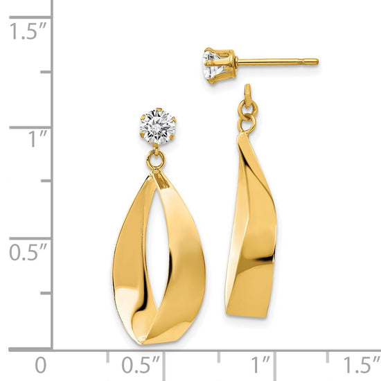 Gold Earring Jackets with CZ Studs