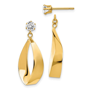 Gold Earring Jackets with CZ Studs
