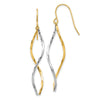 14k Two-tone Twist Dangle French Hook Earrings