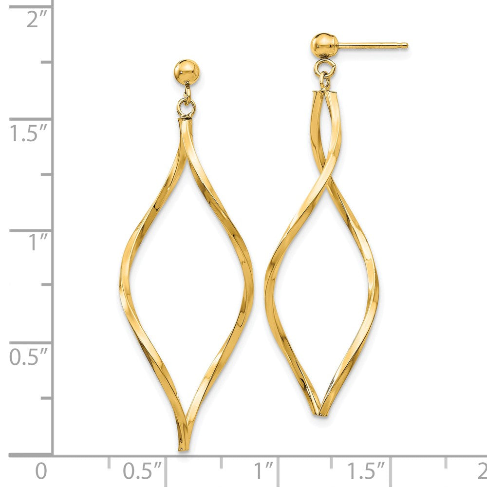 14k Twisted Oval Dangle Post Earrings