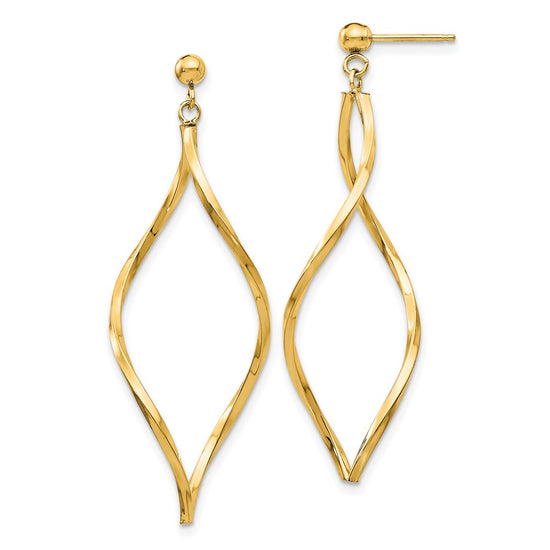 14k Twisted Oval Dangle Post Earrings