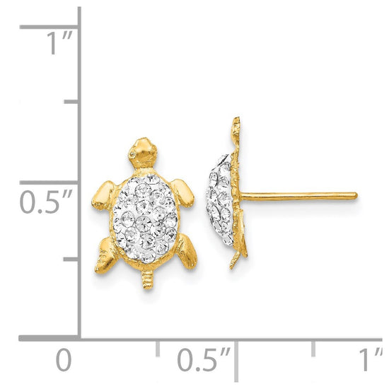 14k White Crystal Turtle Post Earrings