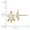 14k White Crystal Turtle Post Earrings