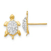 14k White Crystal Turtle Post Earrings