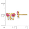 14k Pink and White Crystal Butterfly Post Earrings