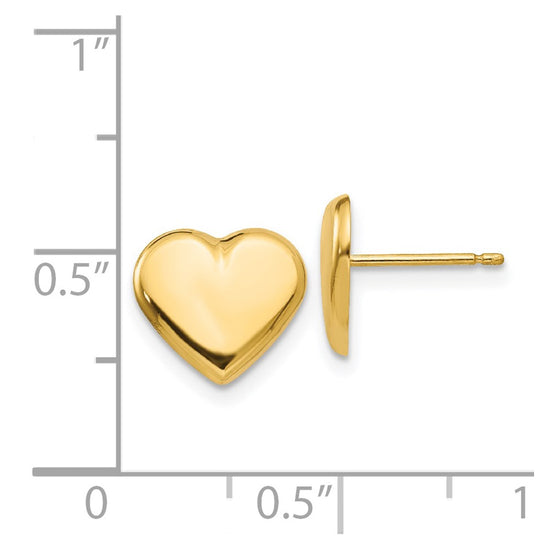 14k 10mm Polished Heart Post Earrings