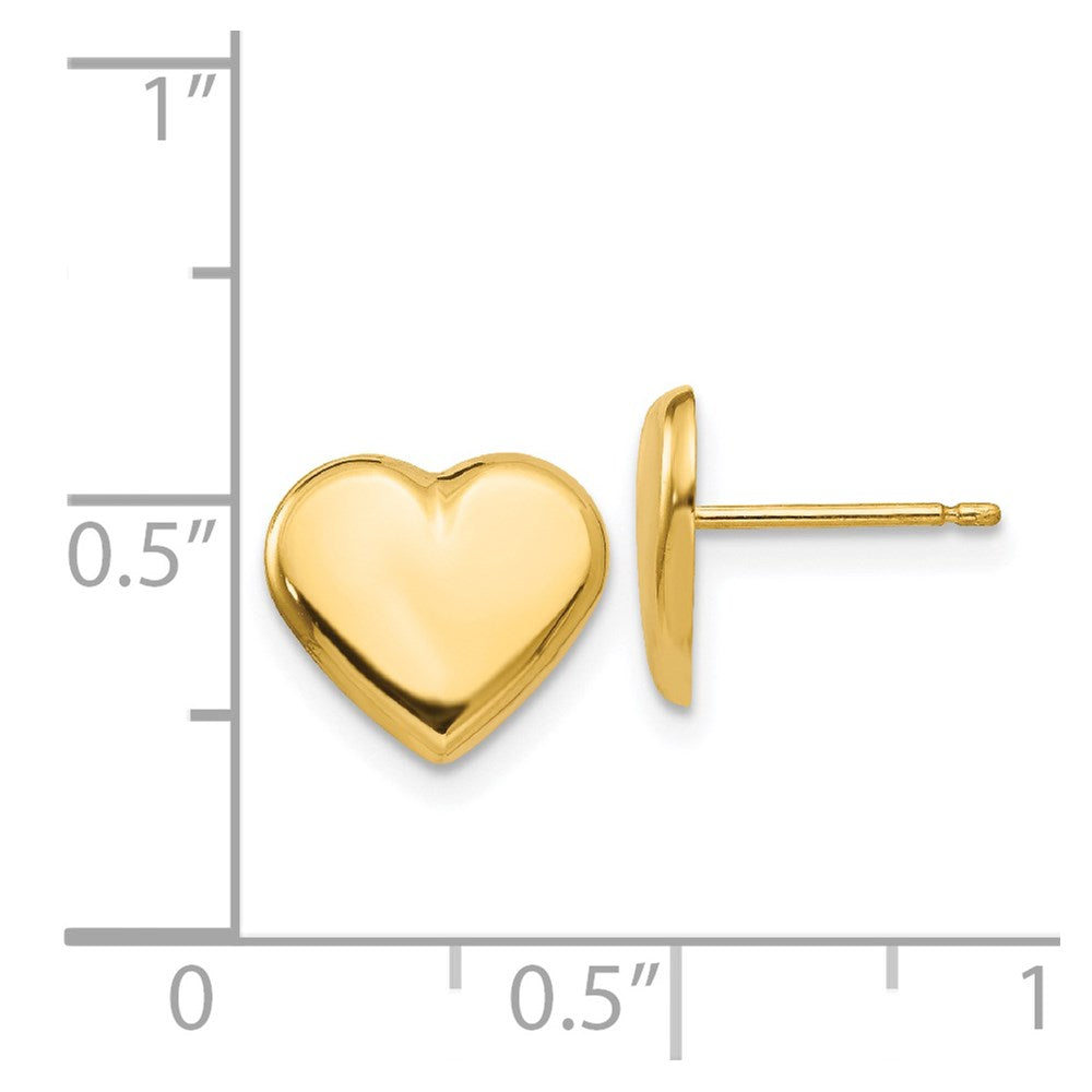 14k 10mm Polished Heart Post Earrings