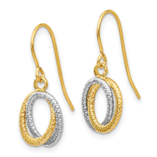Gold Oval Twisted Dangle Shepard Hook Earrings