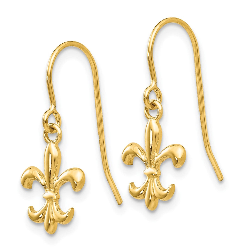 14k Fleur de lis Dangle French Hook Earrings