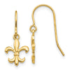 14k Fleur de lis Dangle French Hook Earrings