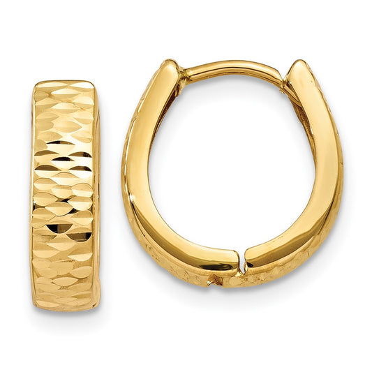 Gold Diamond-cut Hinged Hoop Earrings
