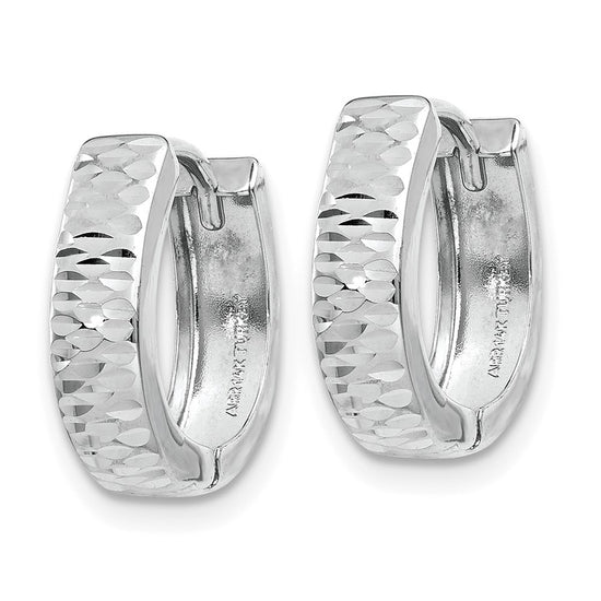 Gold Diamond-cut Hinged Hoop Earrings