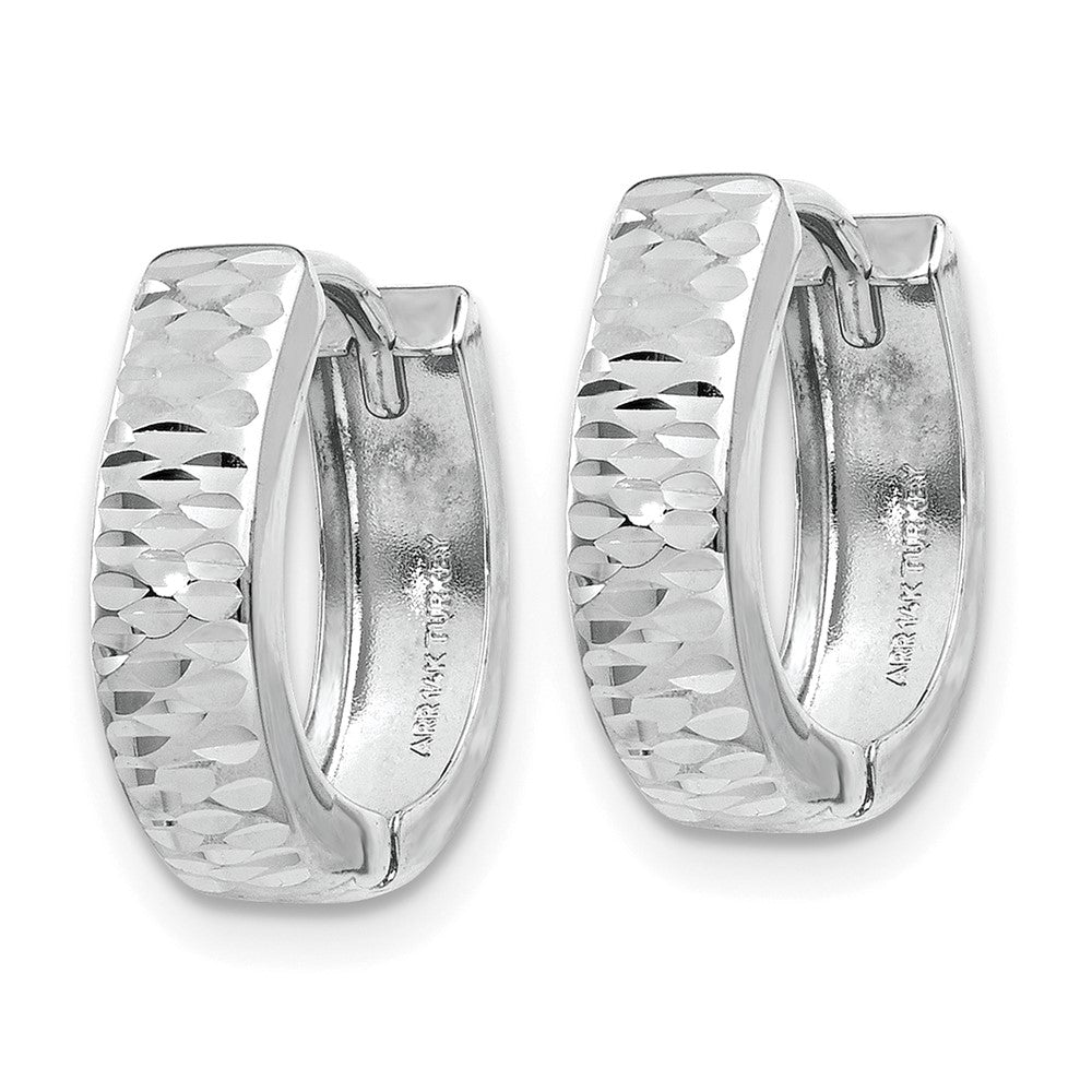 Gold Diamond-cut Hinged Hoop Earrings