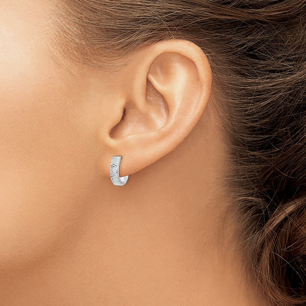 Gold Diamond-cut Hinged Hoop Earrings