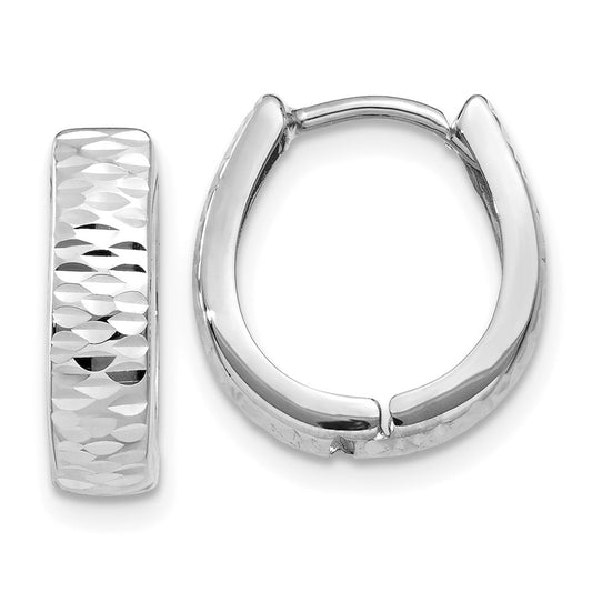 Gold Diamond-cut Hinged Hoop Earrings