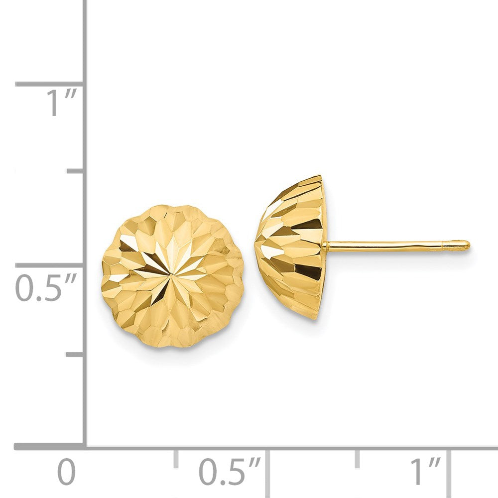 14k 10mm Polished Diamond-cut Half Ball Post Earrings