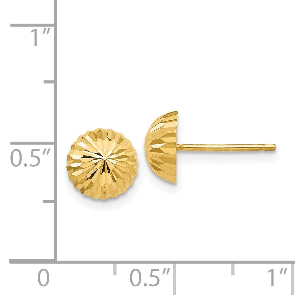 14k 8mm Polished Diamond-cut Half Ball Post Earrings