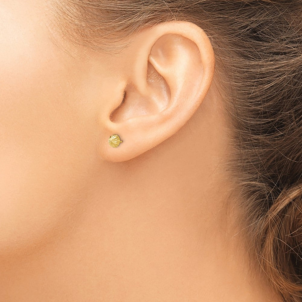 14k 5mm Polished Diamond-cut Half Ball Post Earrings