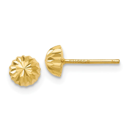 14k 5mm Polished Diamond-cut Half Ball Post Earrings