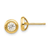14k Polished 7mm Circle Bezel with CZ Post Earrings