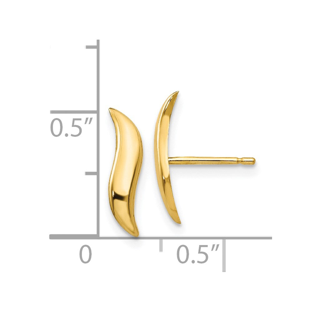 14k Polished 3x13mm Fancy Wave Post Earrings