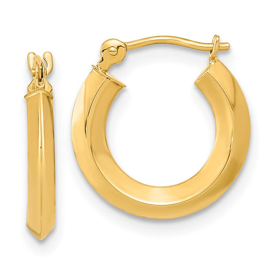 14k 2x15mm Polished Knife-Edge Tube Hoop Earrings