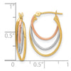 14k Tri-Color Graduated 3 Ring Hoops
