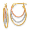 14k Tri-Color Graduated 3 Ring Hoops