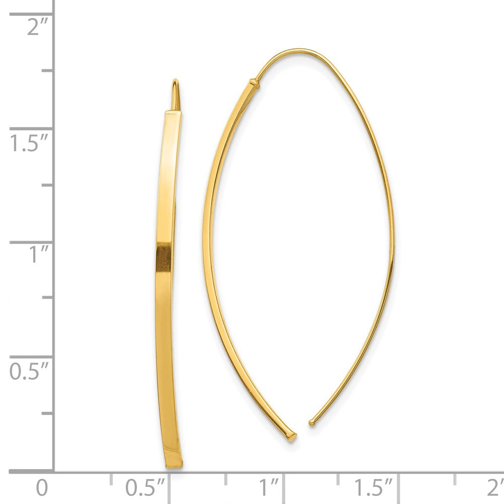 14K Polished Bar Dangle Threader Earrings