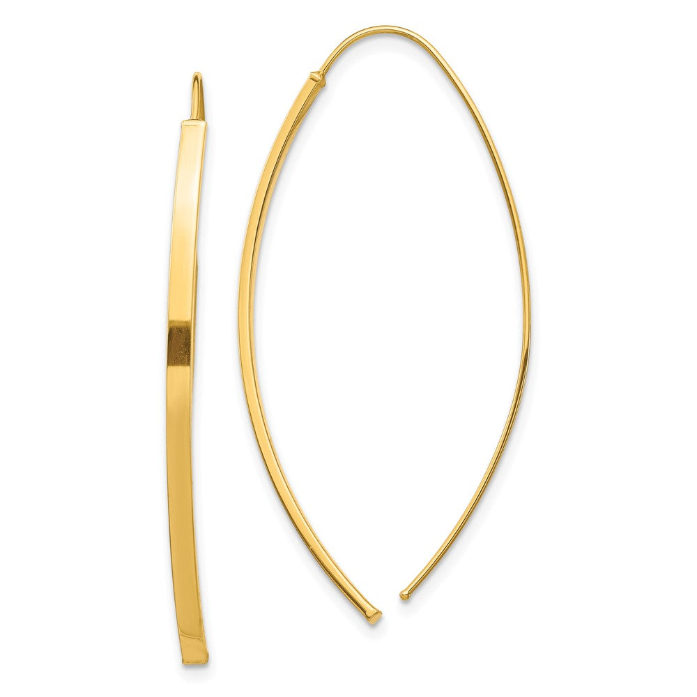 14K Polished Bar Dangle Threader Earrings