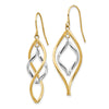 14K Two-tone Fancy Twisted Dangle French Hook Earrings