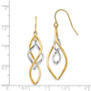 14K Two-tone Fancy Twisted Dangle French Hook Earrings