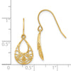 14K Diamond-cut Open Filigree Teardrop Dangle French Hook Earrings