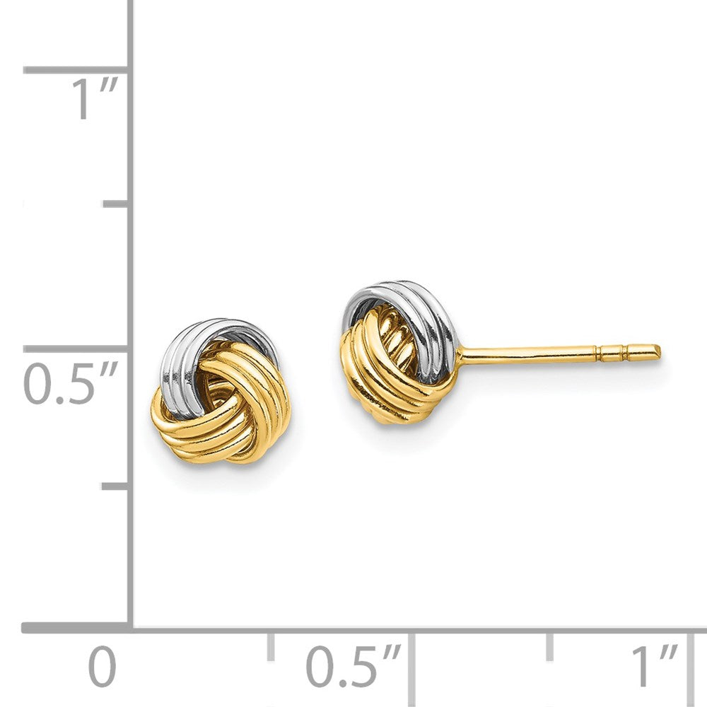 14K and White Rhodium 6.25mm Polished Love Knot Post Earrings