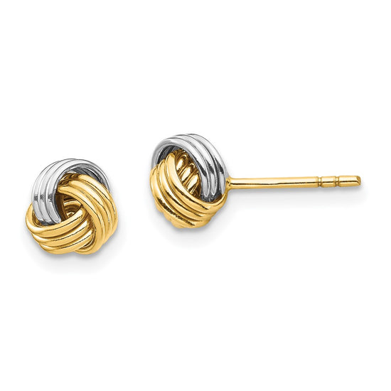 14K and White Rhodium 6.25mm Polished Love Knot Post Earrings