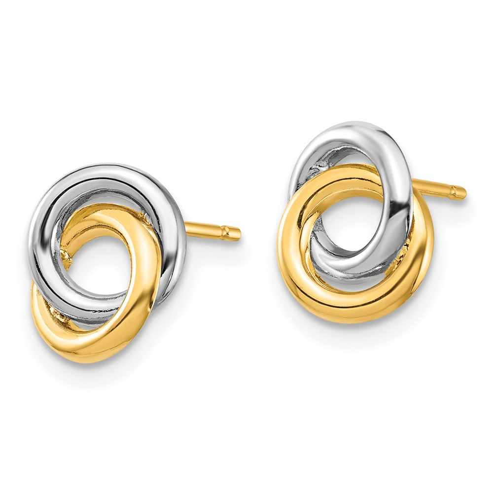 14k and White Rhodium 9.7mm Intertwined Circles Post Earrings